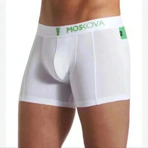 MOSKOVA M2 COTTON BOXER NWT 3 IN INSEAM WHITE STYLE # MCMUW001 XL